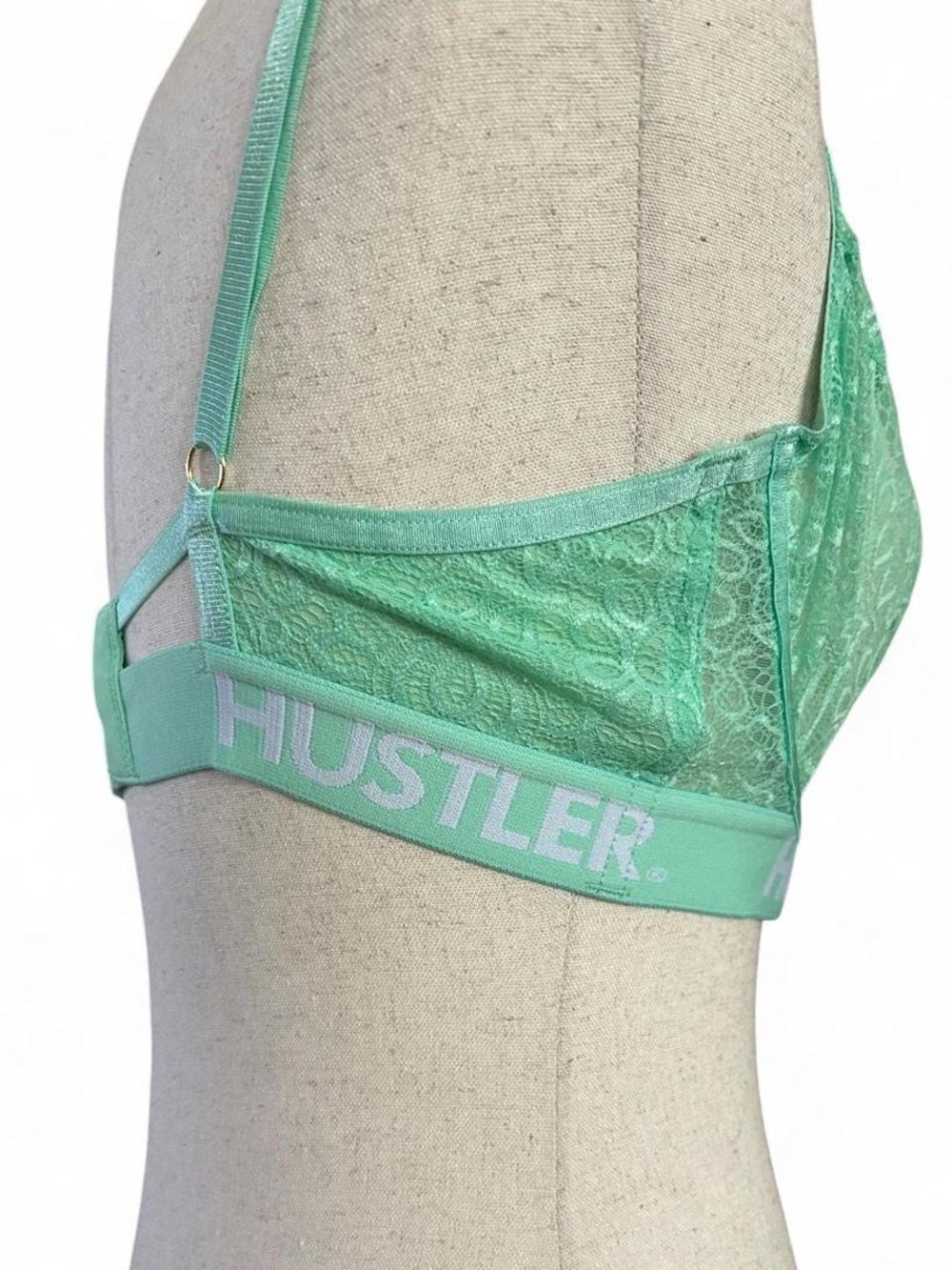 Hustler Hollywood Mint Lace Bralette with Strappy Front - Picture 3 of 7
